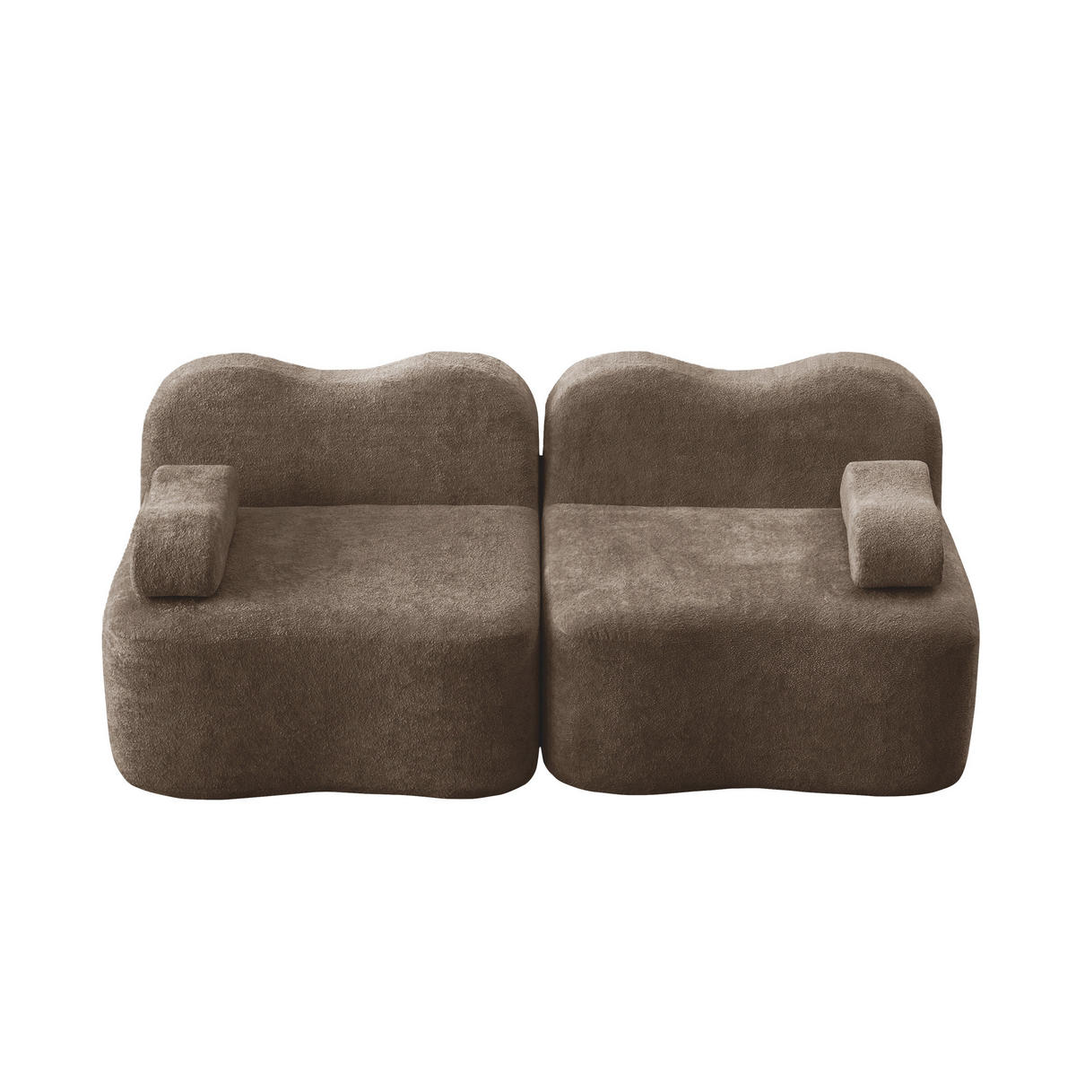 2-SITZER Sofa aus Samt Braun ohne Montage mit tiefer Sitzfläche und beweglichen Armlehnenkissen - Braun, Textil (192/70/98cm) - Modfu