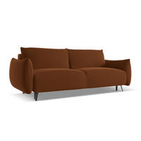 3-SITZER SOFA mit Schlaffunktion Samt Stoff Orange - Terracotta/Schwarz, Textil/Metall (230/86/105cm) - Makamii