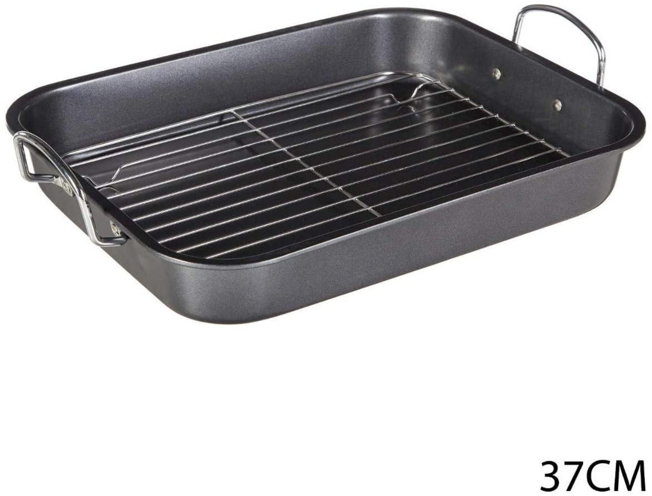BRATPFANNE Edelstahl 37/29/5,5 cm - Schwarz, Metall (37cm) - 5five Simply Smart