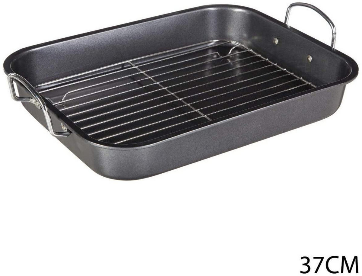 BRATPFANNE Edelstahl 37/29/5,5 cm - Schwarz, Metall (37cm) - 5five Simply Smart