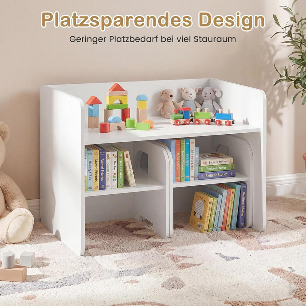 KINDERTISCH mit Stuhl weiß(3-tlg) - Weiß, Holzwerkstoff (62.5/40/48cm) - COSTWAY