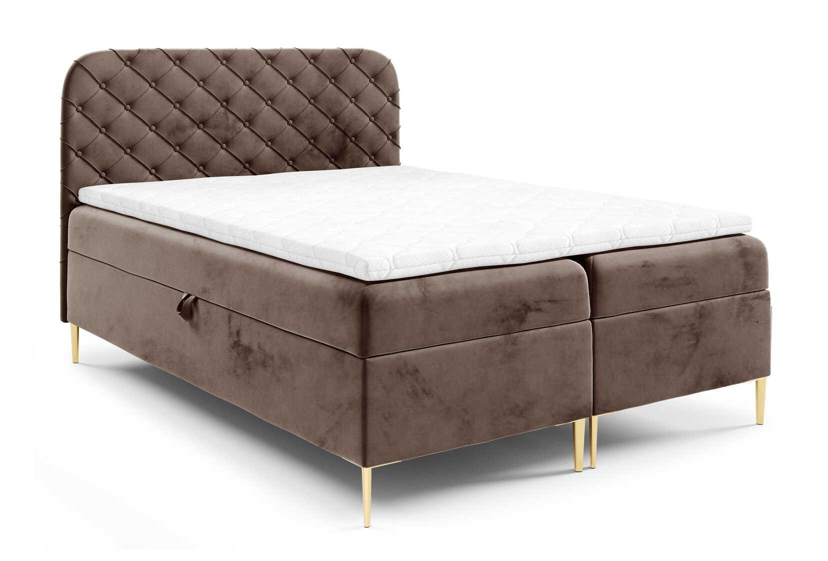 BOXSPRINGBETT 160x200 Elara, Chesterfield, 15 cm Beine, Matratze, Braun - Braun, Holz/Textil (160/200cm) - Emporius