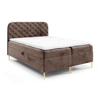 BOXSPRINGBETT 180x200 Elara, Chesterfield, 15 cm Beine, Matratze, Braun - Braun, Holz/Textil (180/200cm) - Emporius