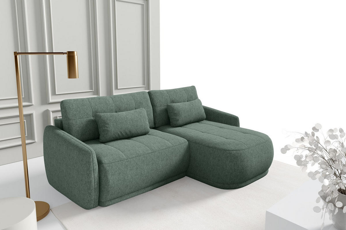 ECKSOFA Krabi Dunkelgrün, mit Schlaffunktion - Dunkelgrün, Textil (240/167cm) - Bettso