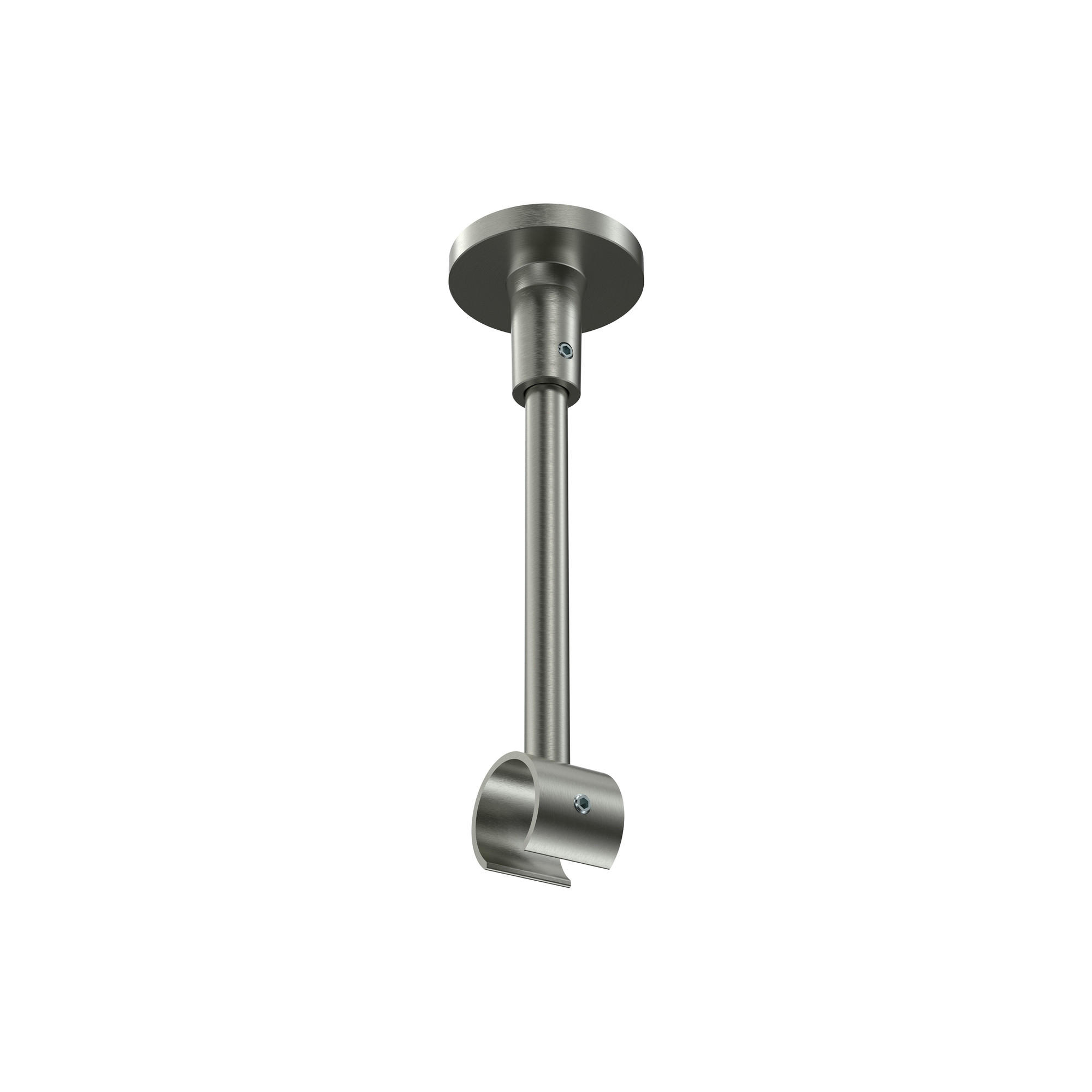 DECKENTRÄGER FÜR GARDINENSTANGEN 20 mm Ø, Sonette 1-läufig, Edelstahl-Optik - Edelstahlfarben, Metall (4.3/14.2/4.3cm) - INTERDECO