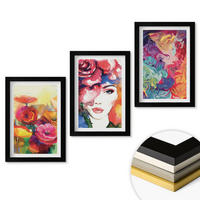 WANDBILDER 3er-Set - 20x30 cm Schwarzer Rahmen - Intensives Blumenporträt einer Frau - Schwarz, Kunststoff (20/30cm) - ArtPrintCave