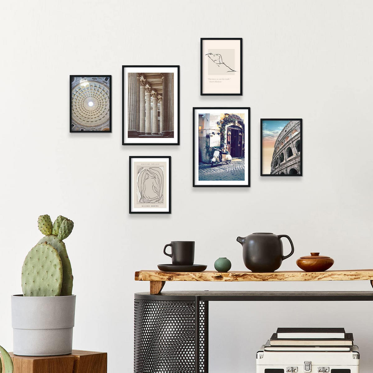 POSTER Set Mit 6 Vintage Rom A3 & A4 Rahmenlos - Klar, Papier (29/3cm) - Nacnic