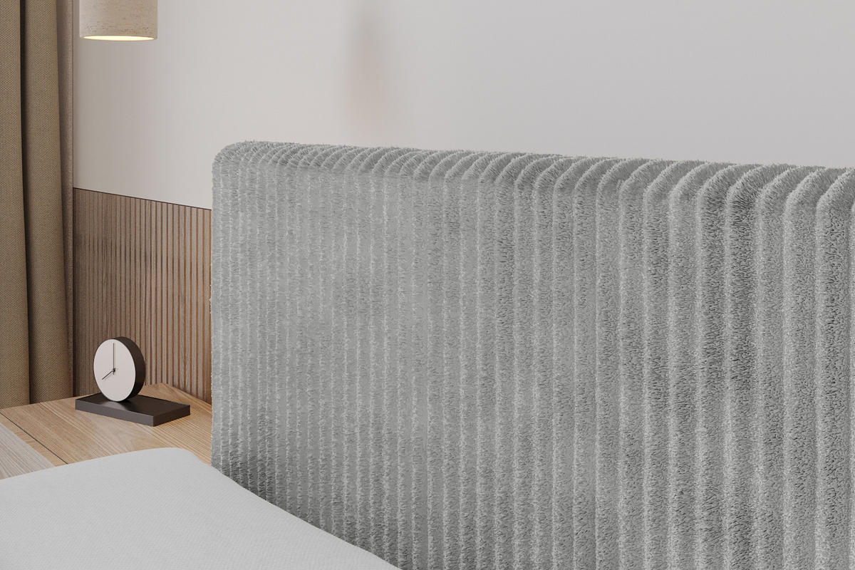 BOXBETT mit Matratze H4 und Lattenrost - TOLO-Z - 180x200 Cord - Hellgrau - Hellgrau, Holzwerkstoff (180/200cm) - ALTDECOR