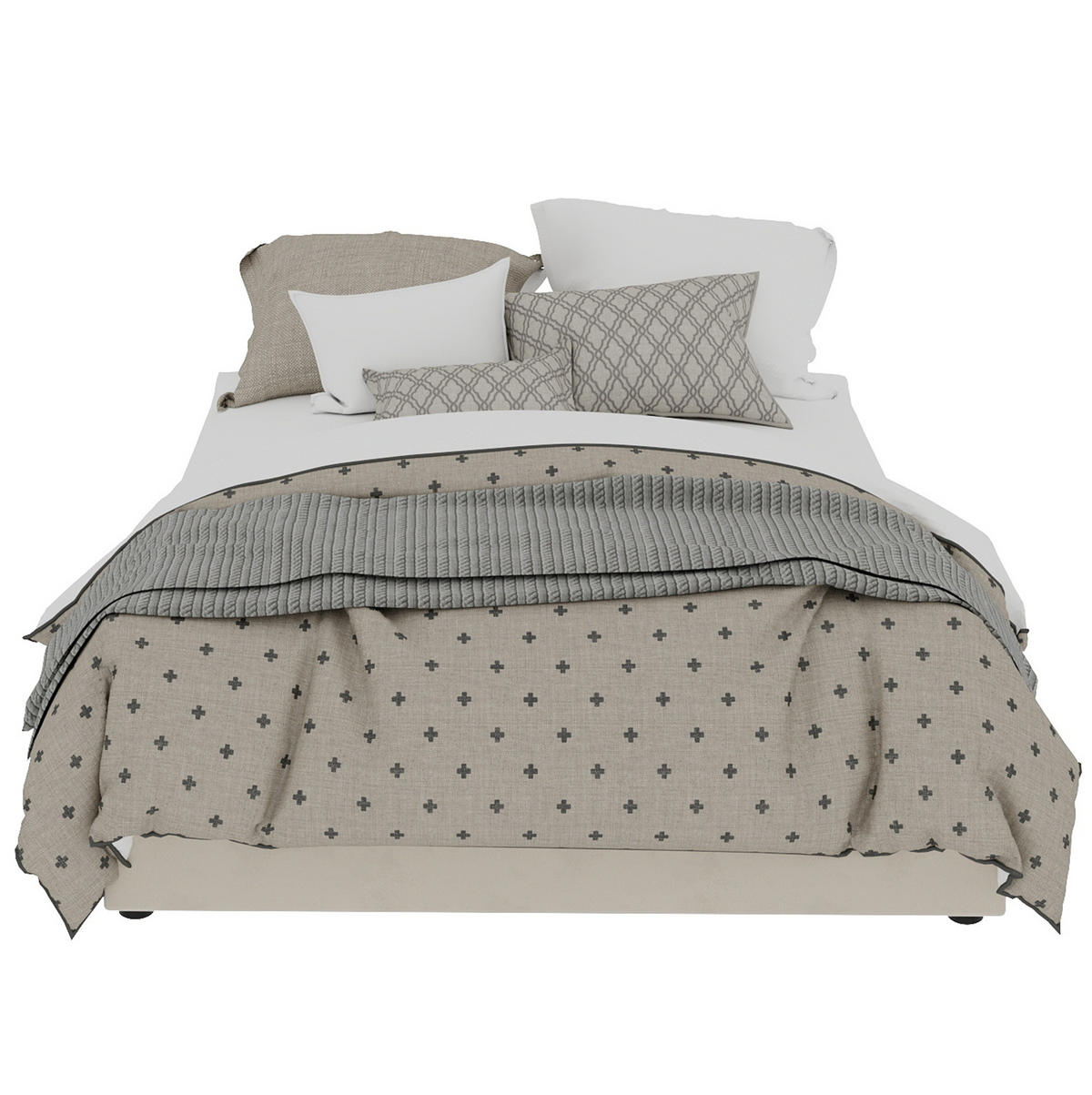 POSTEĽNÝ rám 140/200 cm béžový z látky a kovu s plynovým zdvihom - béžová, textil (140/200cm) - OKWISH