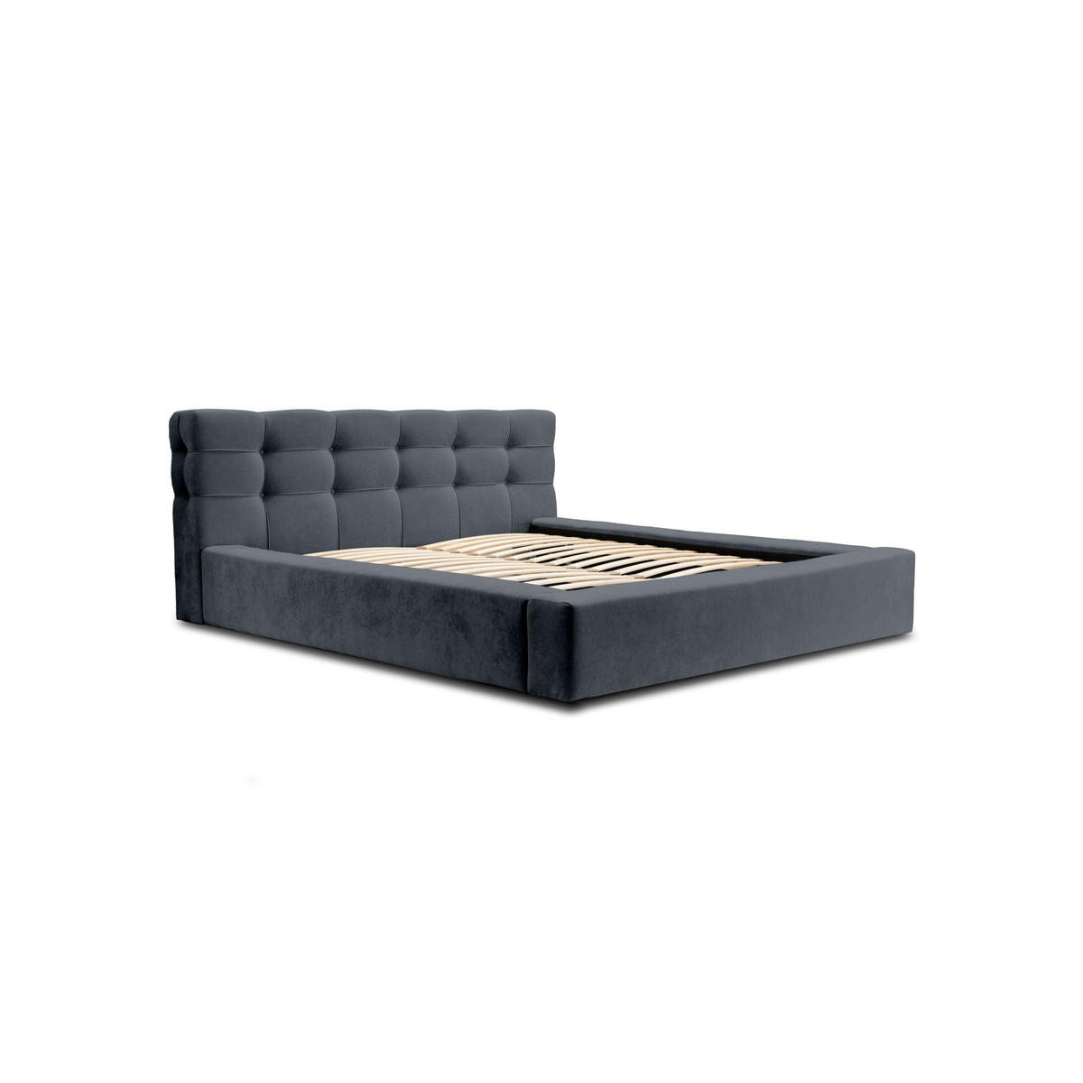 POLSTERBETT aus Velvet Gretta 140x200 cm, Dunkelblau - Dunkelblau, Textil (140/200cm) - Fedve