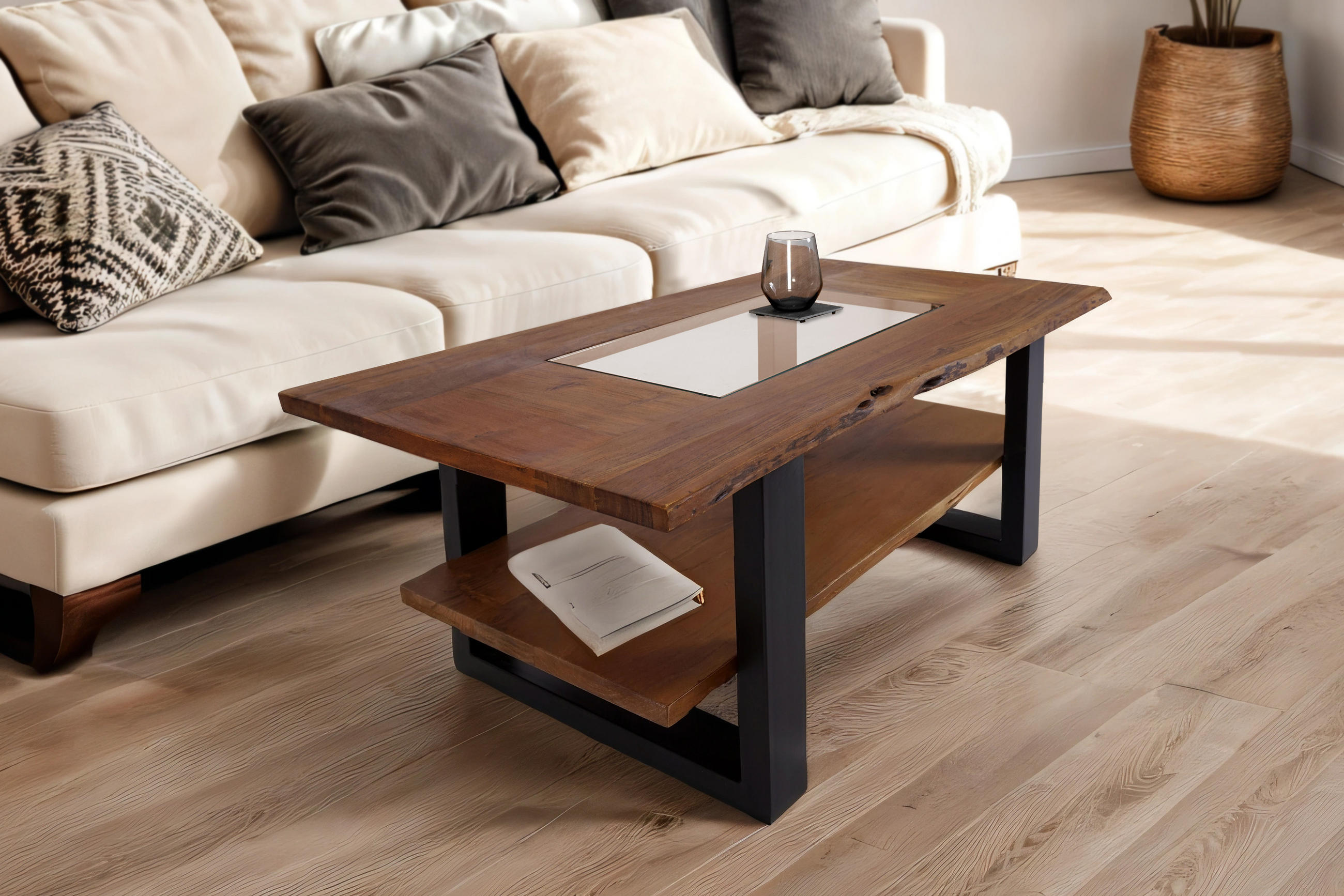 COUCHTISCH PATRICK - Transparent/Schwarz, Holz/Metall (65/115/46cm) - SAM