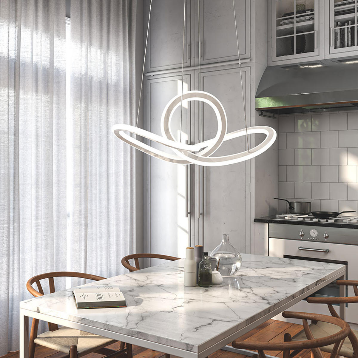 LED HÄNGELEUCHTE Metall Weiß - Weiß, Metall (73/73/150cm) - Wofi