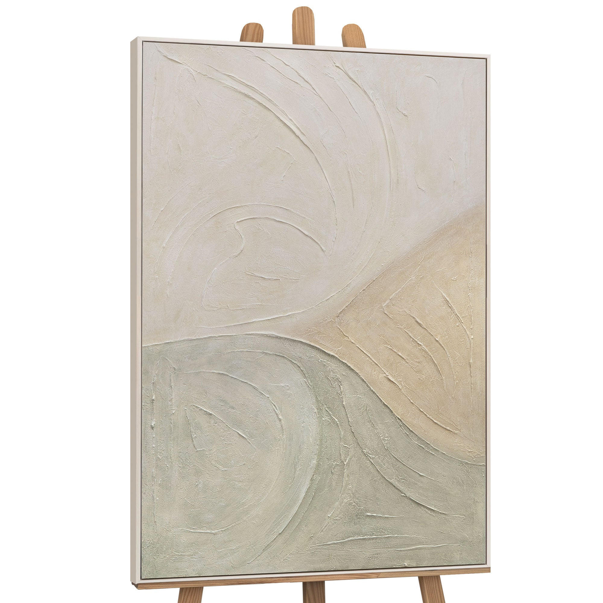 GEMÄLDE Spuren des Regens Schattenfugenrahmen Beige 140x100 cm - Beige, Holz (140/100cm) - YS-art gallery