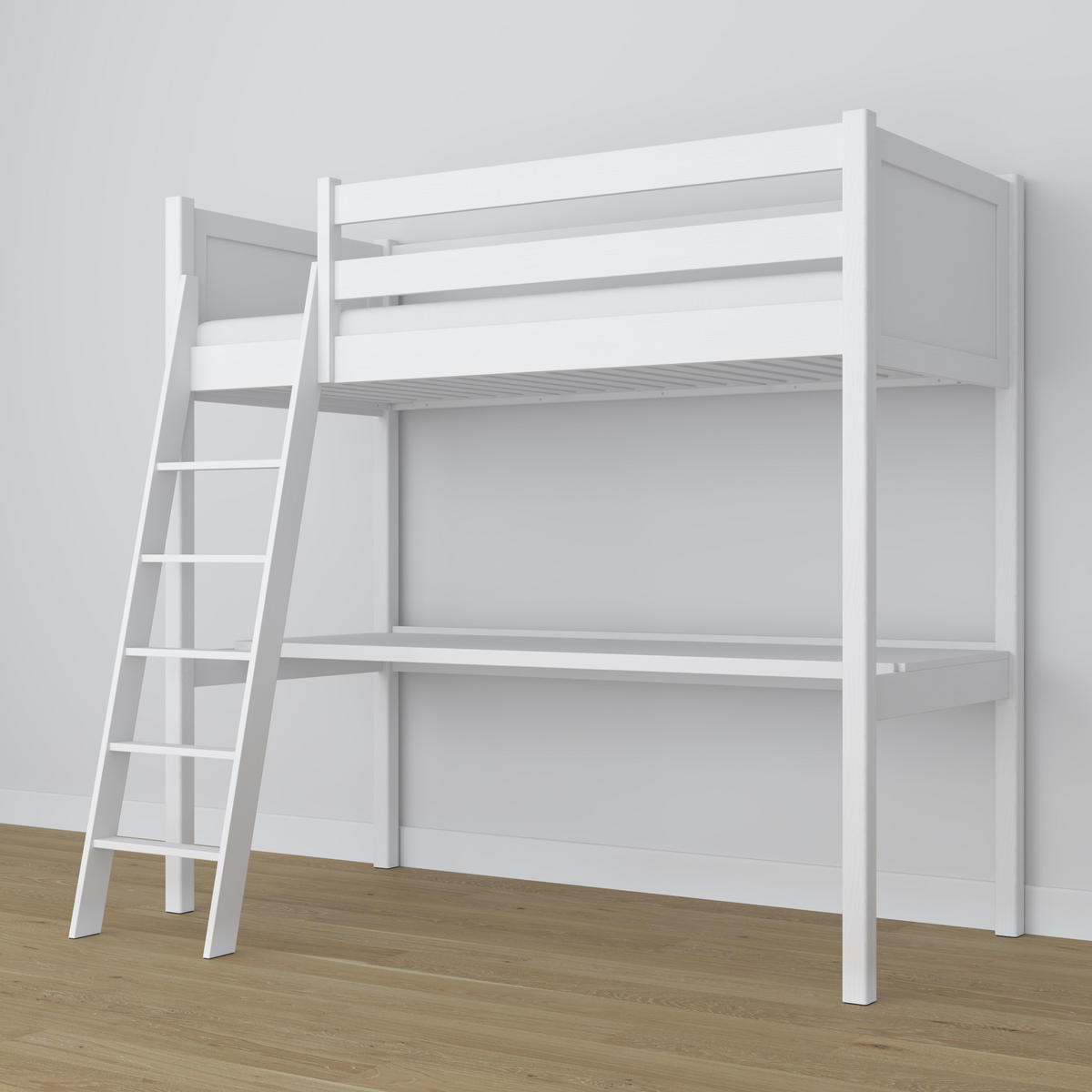 HOCHBETT N04 mit Schreibtisch Weiß 80/190 - Weiß, Naturmaterialien/Holz (80/190cm) - N-Wood