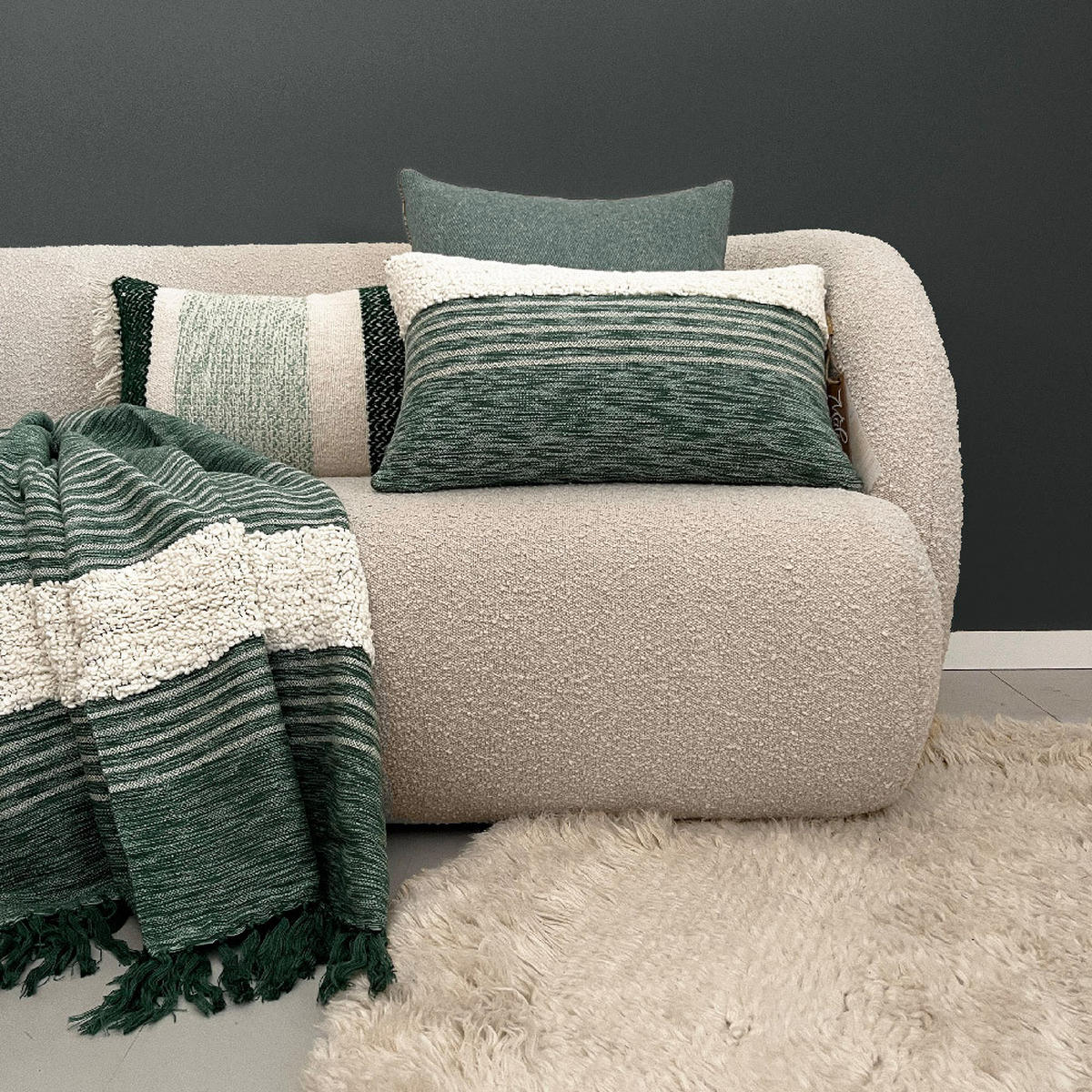 DECKE Tribal Grün - Grün, Textil (125/150cm) - Malagoon