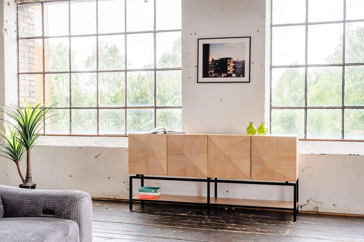 SIDEBOARD ANJO Braun Holz - Schwarz/Braun, Holz/Metall (180/85/40cm) - KAWOLA