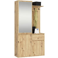 GARDEROBE Entro mit Spiegel, Eiche Artisan, 95x183x35 cm - Eiche Artisan, Holzwerkstoff (95/183/35cm) - Akord