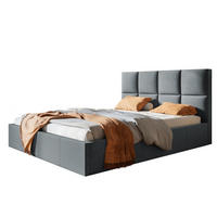 BETT 160x200 - Polsterbett mit Bettkasten und Metallrahmen - Modern Betten - Glatter Kronos-Stoff - Kollektion Roma, Dunkelgrau - Dunkelgrau, Holz/Textil (160/200cm) - Alpi-Möbel