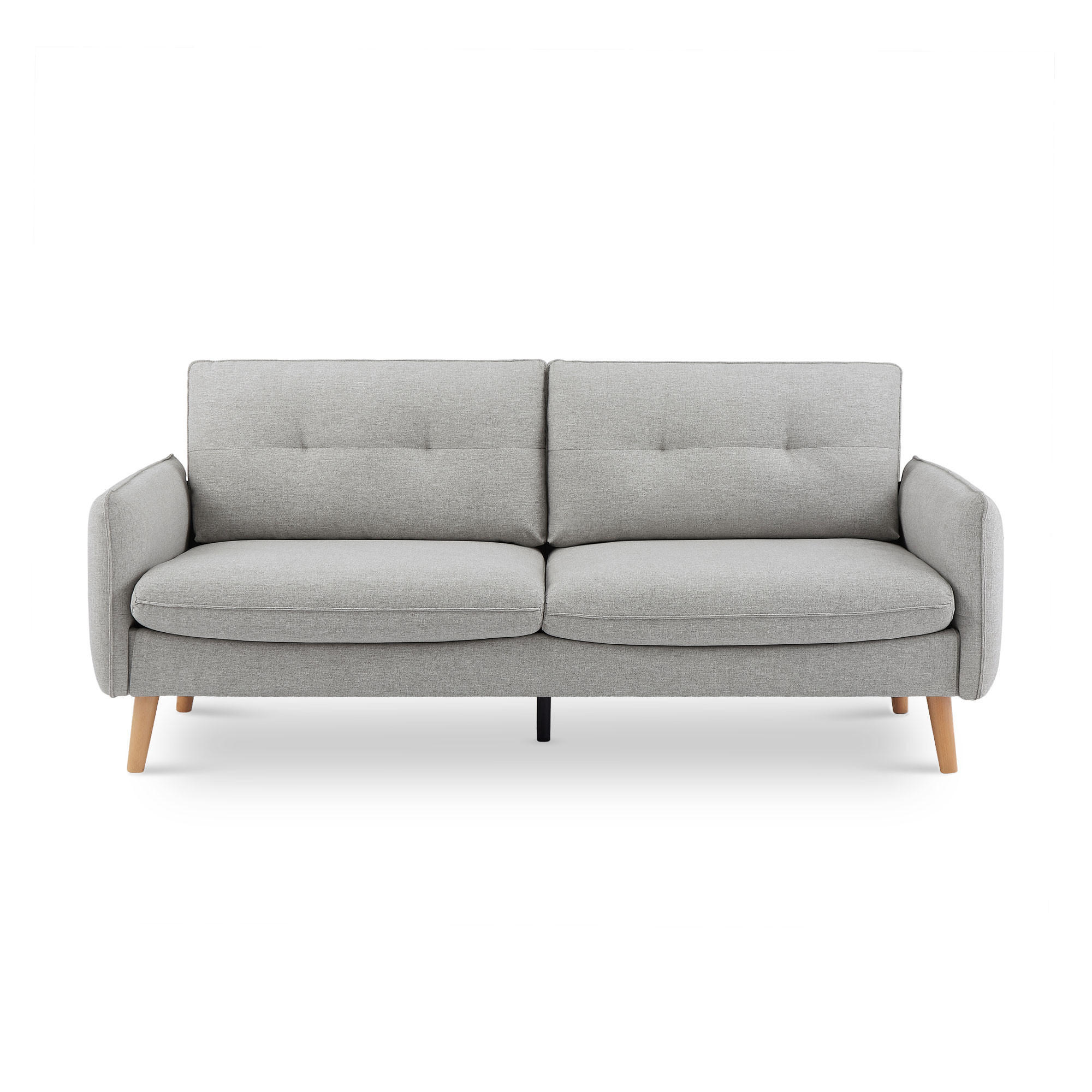 3-SITZER-SOFA Chloé Skandinavisches aus hellgrauem Stoff - Hellgrau/Akaziefarben, Holz/Holzwerkstoff (210/92/82cm) - Sicaan