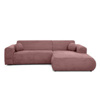 ECKSOFA Puerto, ohne Schlaffunktion, Rosa, rechts - Schwarz/Rosa, Textil (269/170cm) - Beautysofa