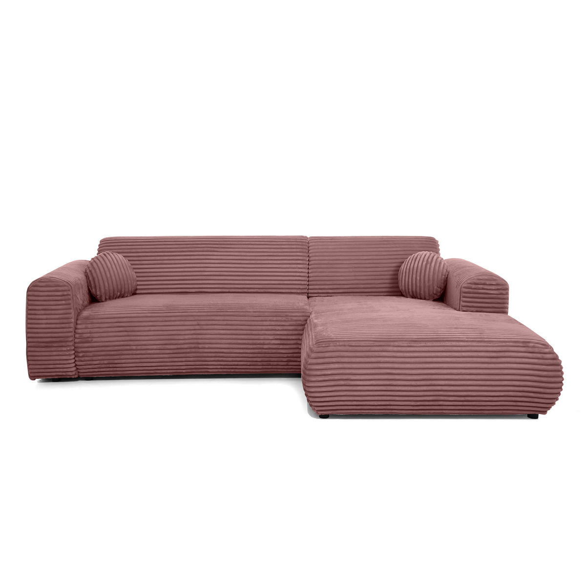 ECKSOFA Puerto, ohne Schlaffunktion, Rosa, rechts - Schwarz/Rosa, Textil (269/170cm) - Beautysofa