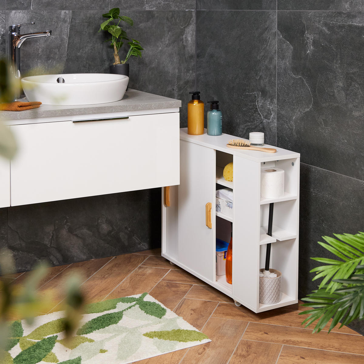 NISCHENSCHRANK - Weiß, Holz/Holzwerkstoff (19.5/62/64cm) - Relaxdays