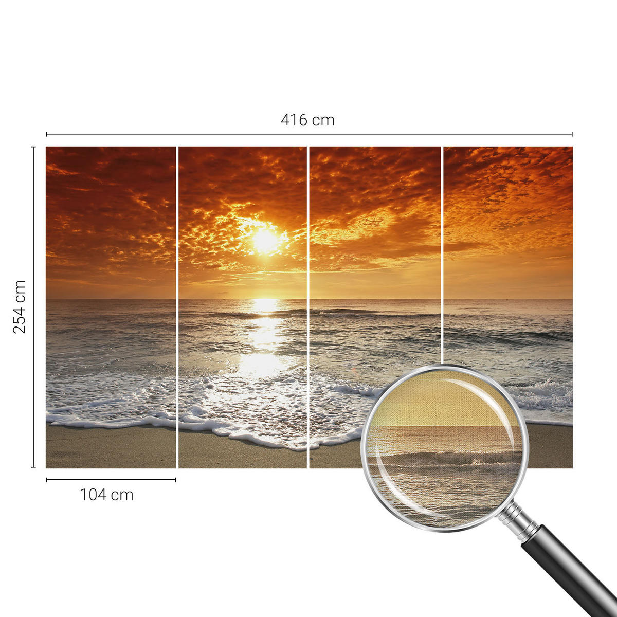 FOTOTAPETE 416x254 cm - Meereswellen - Gelb, Textil (416/254cm) - Wallfluent