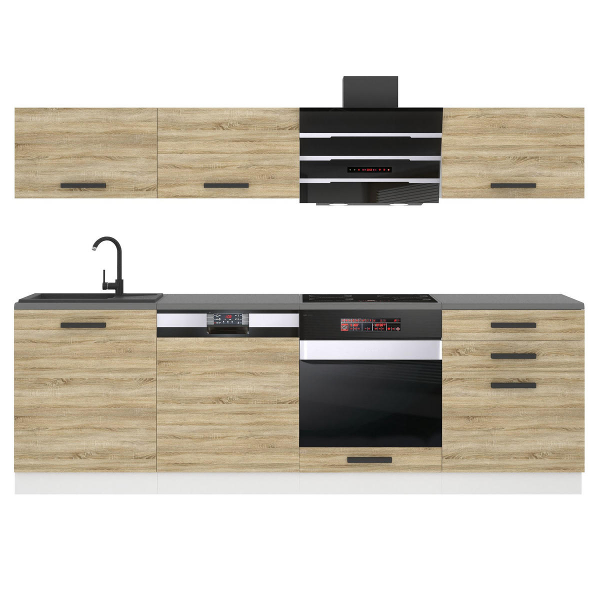 KÜCHENZEILE Linda 240 cm, ohne Arbeitsplatten, Sonoma-Eiche - Sonoma Eiche, Holz (240/204/60cm) - B BELINI GROUP