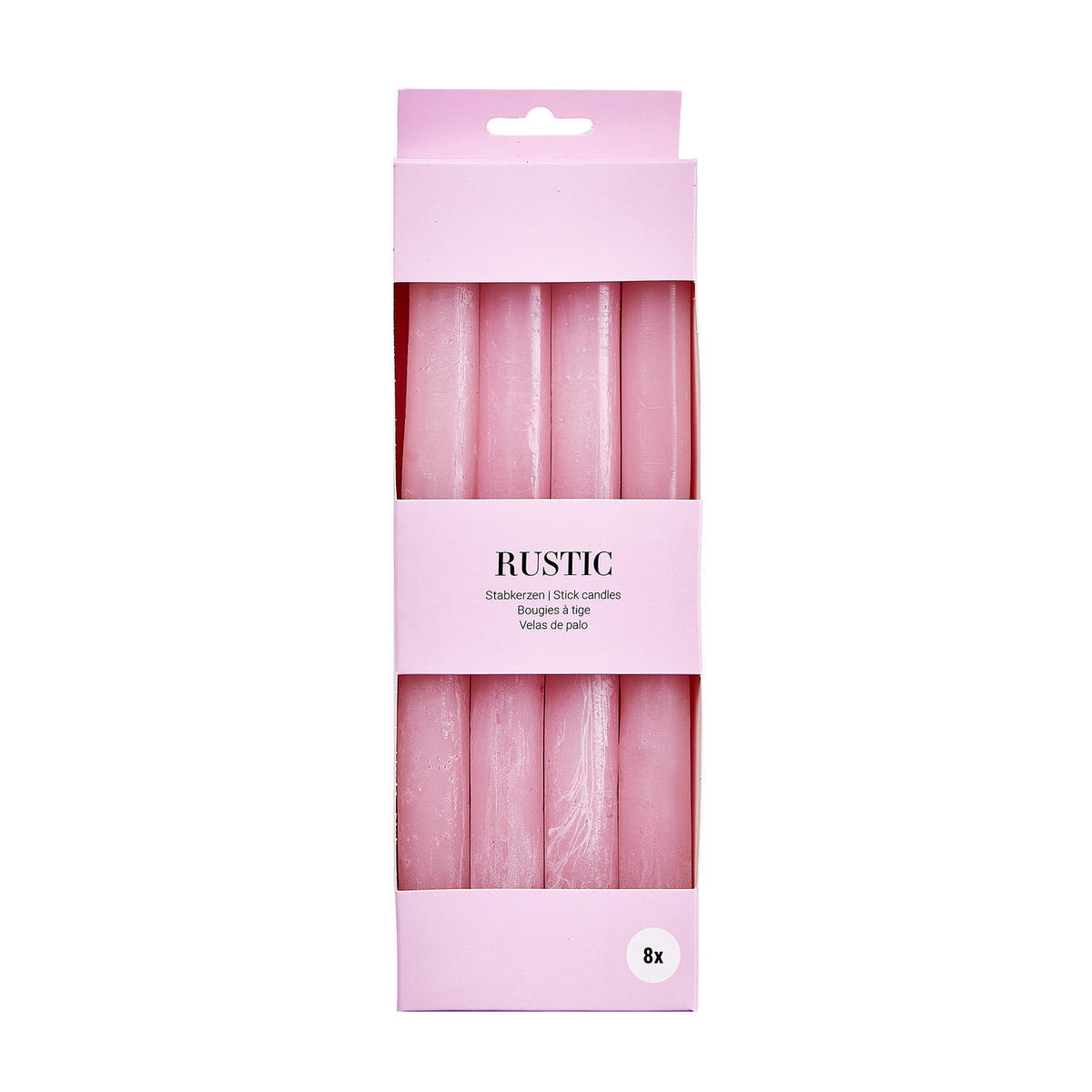 STABKERZE (8er-Set) Rustic - Rosa, Paraffin (2.2/24/2.2cm) - Butlers