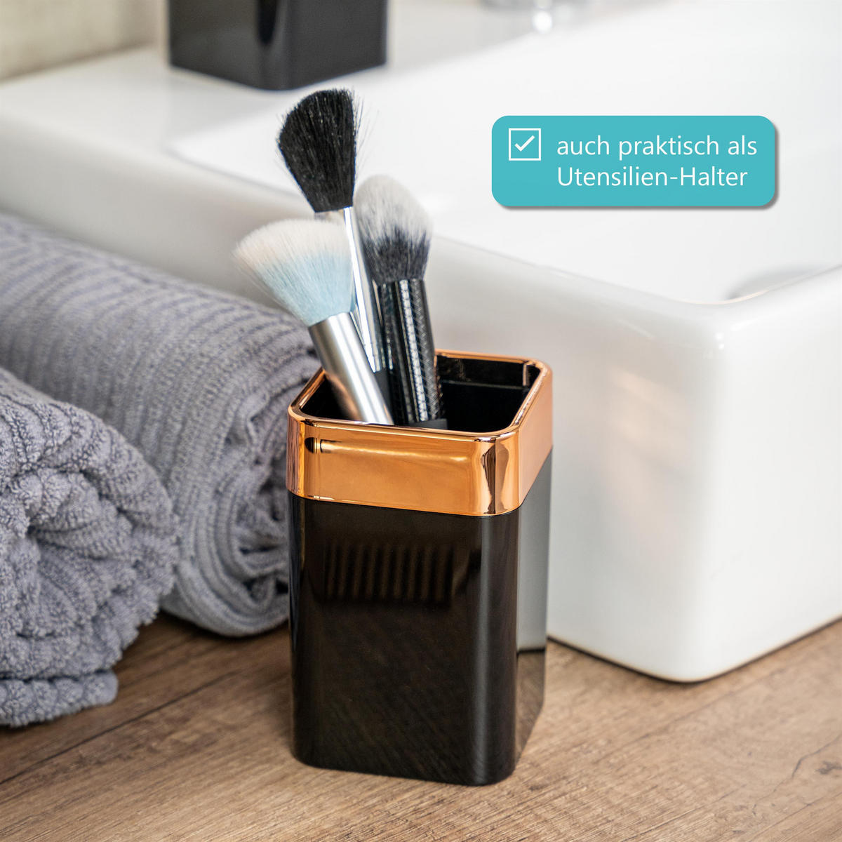 BAD-SET 3tlg. SAVONA - Schwarz, Kunststoff (9.5/3/13cm) - bremermann