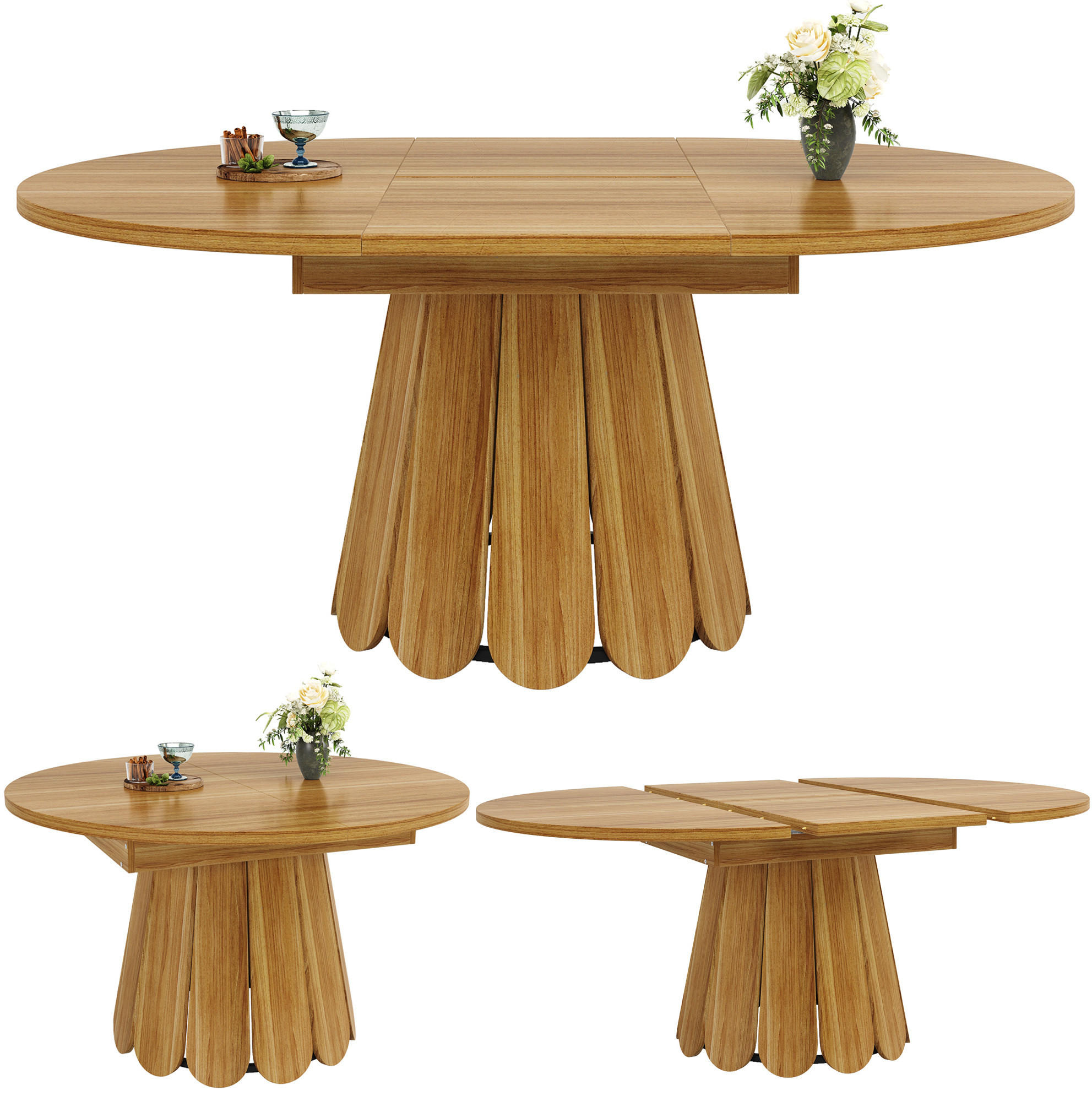 ESSTISCH 118/76,8/118 cm Braun aus MDF und Metall mit Ausziehfunktion - Braun, Holzwerkstoff (118/118/76cm) - OKMYHOME
