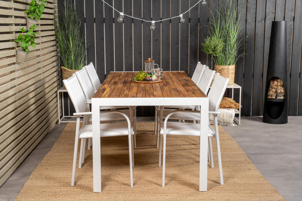 GARTENTISCHGRUPPE Weiß - Weiß, Holzwerkstoff - ebuy24