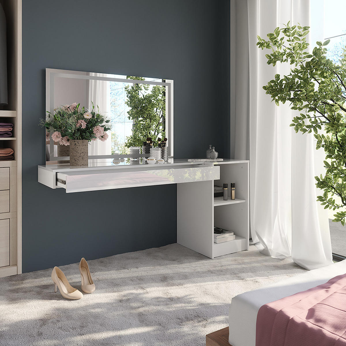 TOALETNÍ STOLEK Sherry Bílá - bílá, kompozitní dřevo (120/12/40.1cm) - Vicco