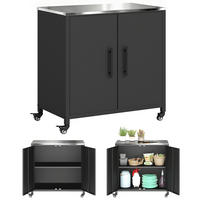 METALLSCHRANK DE-17623 Edelstahl-Arbeitsplatte mit Rollen Schwarz - Schwarz, Metall (50/90/80cm) - ComfortXL