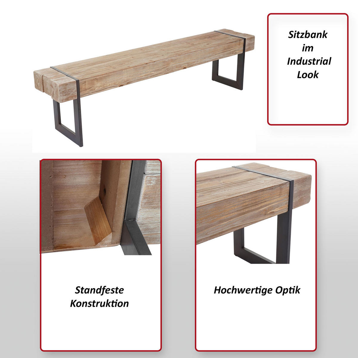 SITZBANK Braun, Schwarz - Schwarz/Braun, Holz (180/45/34cm) - MCW