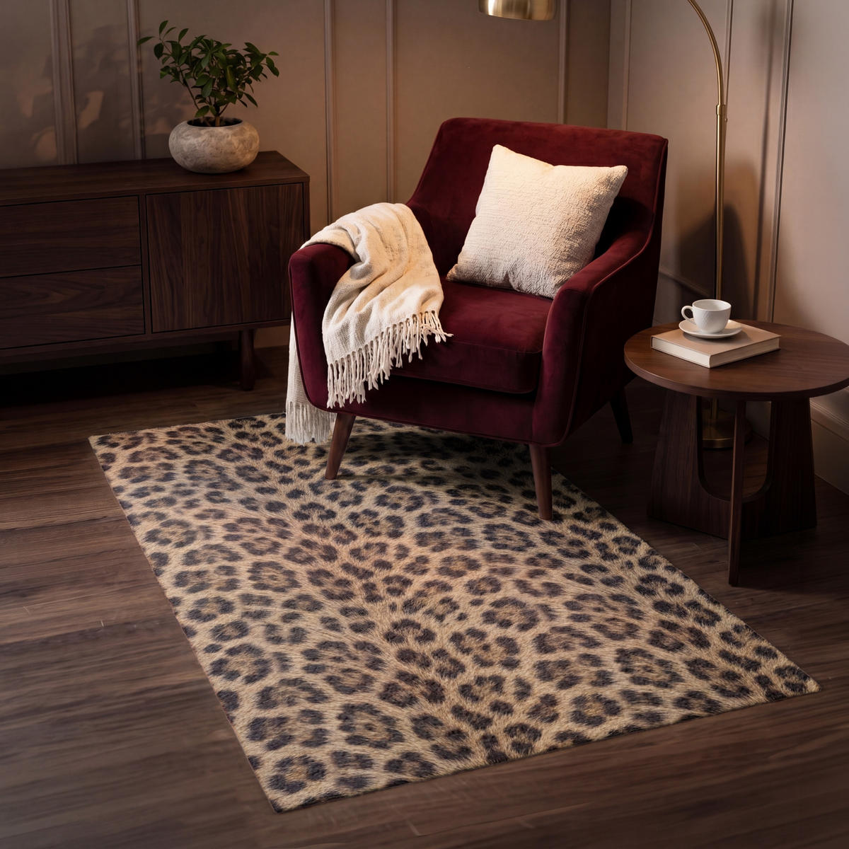 KOBERCE - Leopard - Kabát - Klasický - Hnedý - 80x120 cm - hnedá, textil/plast (80/0.4cm) - OnlyWow