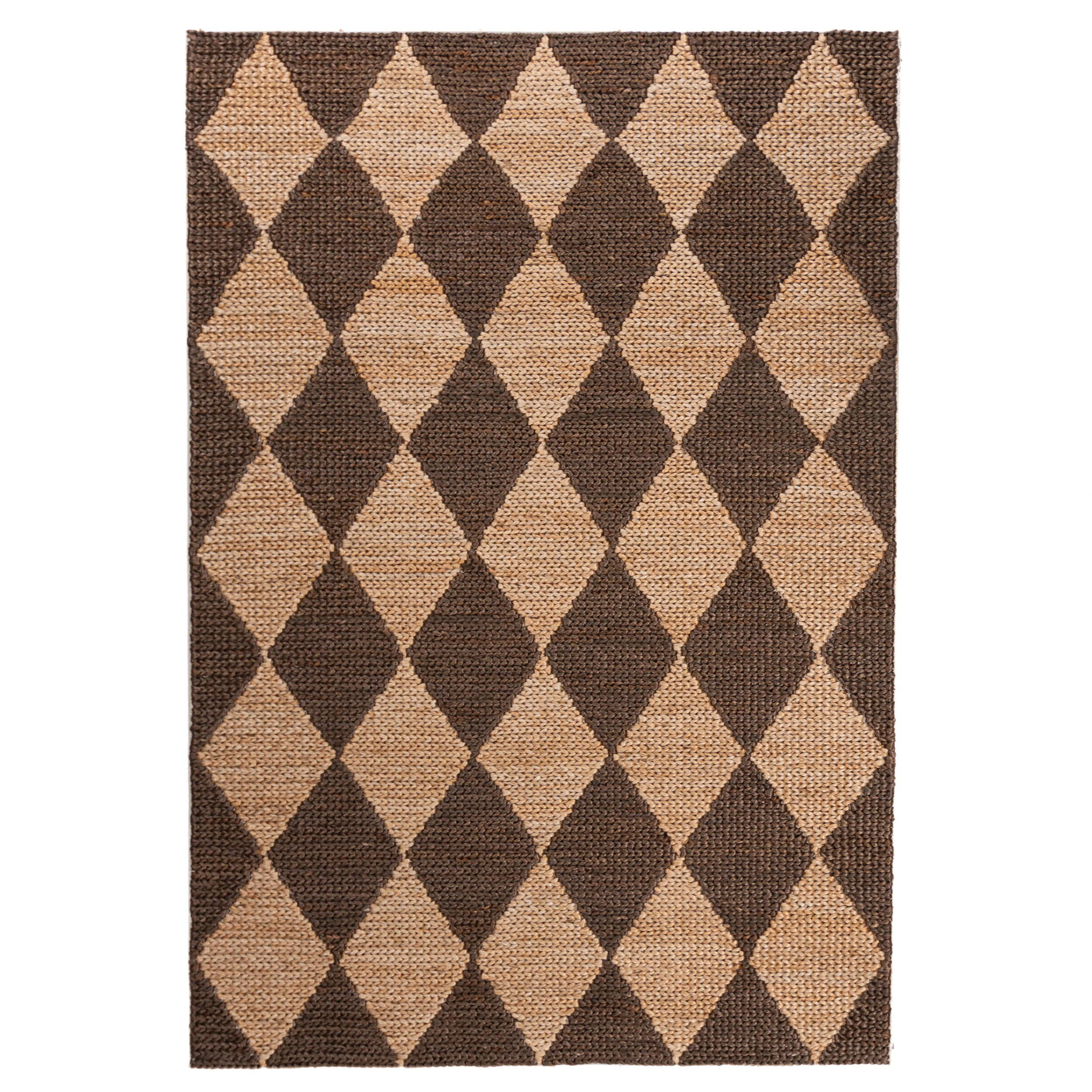 TEPPICH Jute Flachgewebe Rauten Muster, Wohnzimmer Braun Rechteckig 120x170 - Braun, Textil (120/170cm) - KADIMA DESIGN