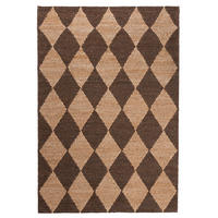 TEPPICH Jute Flachgewebe Rauten Muster, Wohnzimmer Braun Rechteckig 120x170 - Braun, Textil (120/170cm) - KADIMA DESIGN