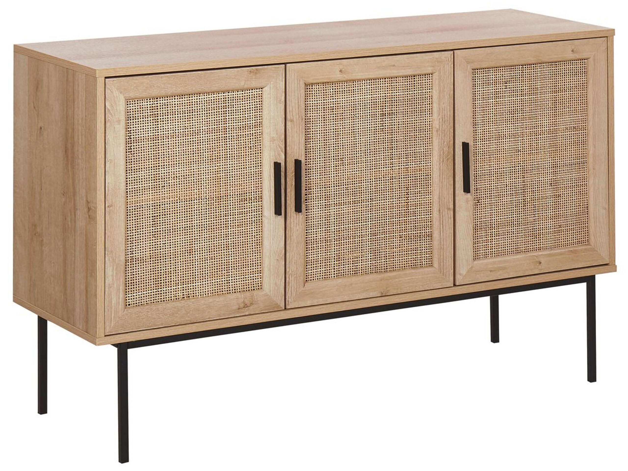 SIDEBOARD Heller Holzfarbton Pasco - Hellbraun/Schwarz, Holzwerkstoff (120/76/40cm) - Beliani