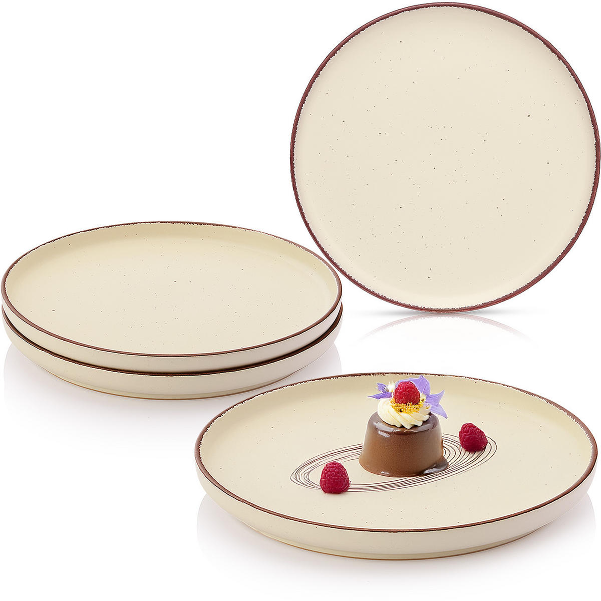 DESSERTTELLER BOMBAY BEACH - 4 teilig aus Steingut - Creme, Stein (20.5cm) - Sänger