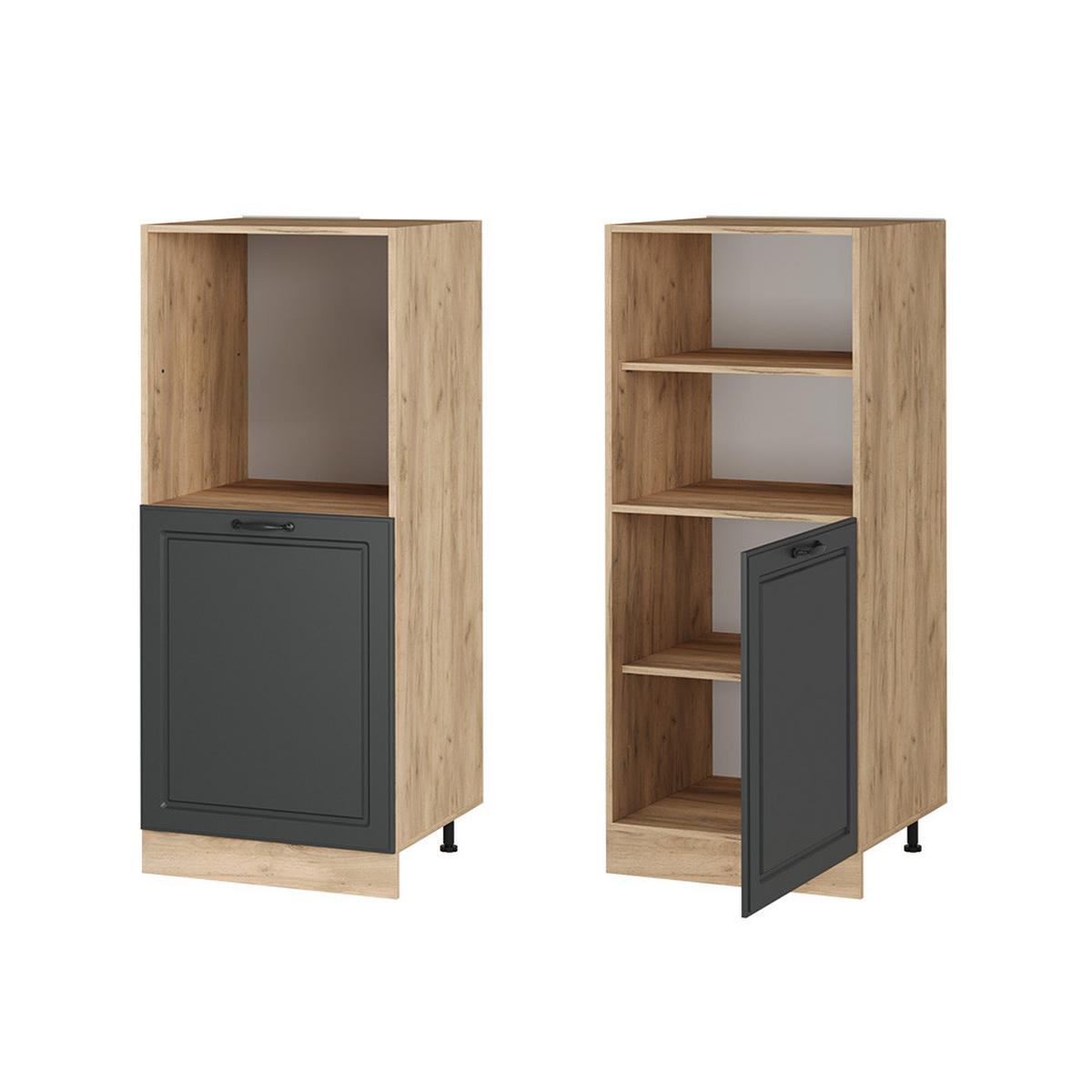 HERDUMBAUSCHRANK R-Line Anthrazit Landhaus 60 cm - Honigeiche/Anthrazit, Holzwerkstoff (60/143/57cm) - Vicco