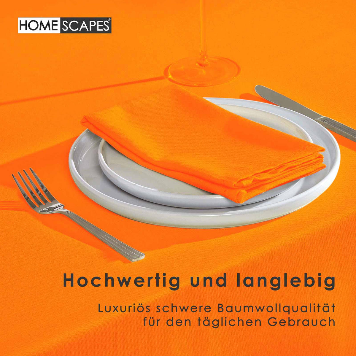 TISCHDECKE orange 137/228 cm, 100% Baumwolle - Orange, Textil (137/228cm) - Homescapes