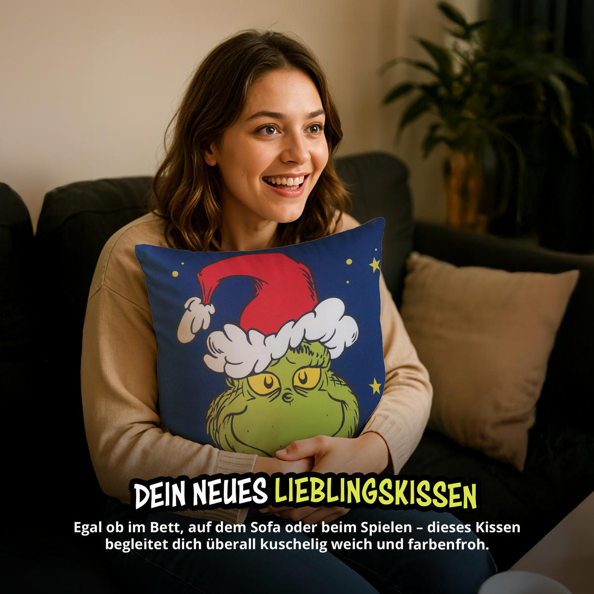 ZIERKISSEN The Grinch blau 30 x 30 cm - Blau, Textil (30/30cm) - United Labels