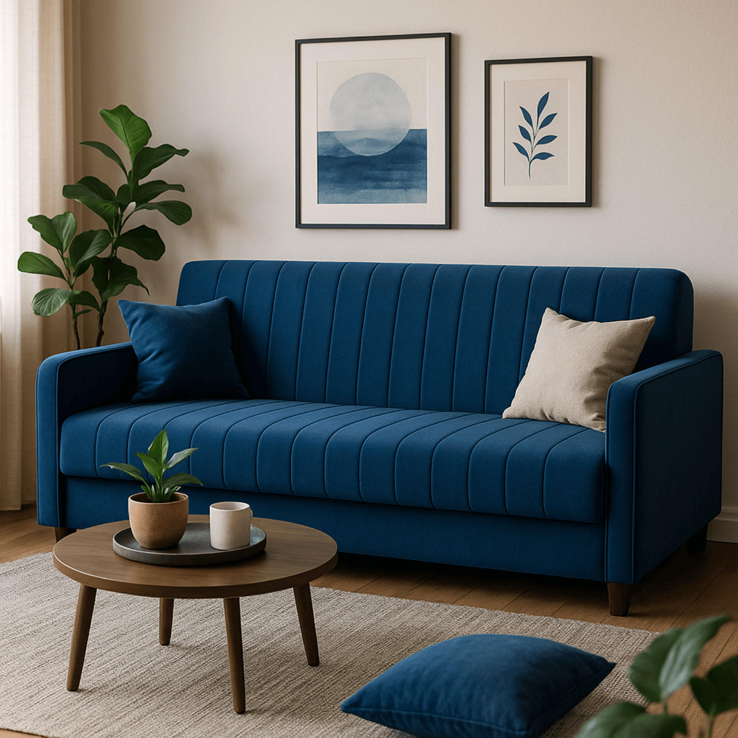 SCHLAFSOFA PORTO Samtstoff Marineblau - Blau, Holz/Textil (198/88/86cm) - makarowski meble