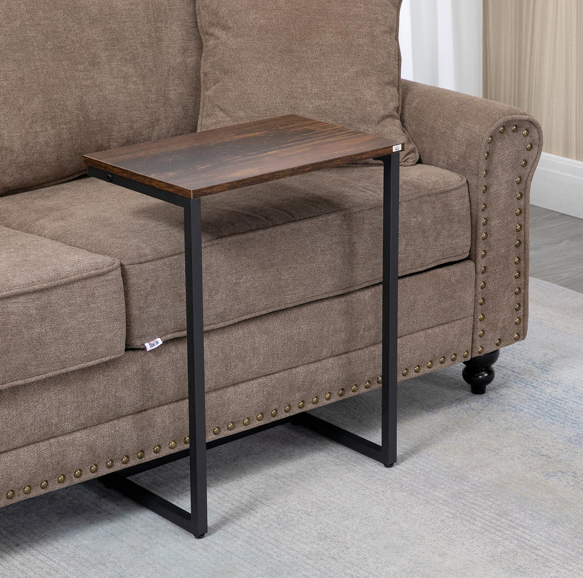 BEISTELLTISCH 45/60/30 cm Braun aus Holz mit Stahlgestell 3er Set - Braun, Holzwerkstoff (45/30/60cm) - OKMYHOME