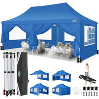 FALTPAVILLON 3x6m Wasserdicht mit 6 Seitenwänden Lichtblau - Blau, Textil (300/300/600cm)