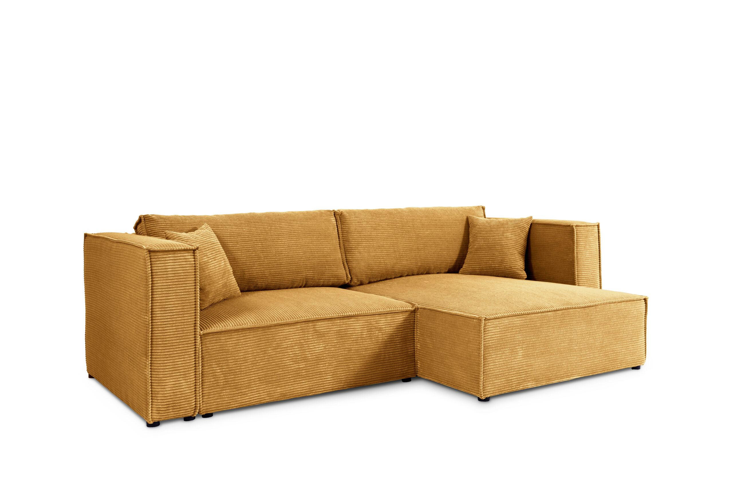 ECKSOFA mit Schlaffunktion Cord gelb - Gelb, Textil (245/148cm) - Furnisell