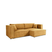 ECKSOFA mit Schlaffunktion Cord gelb - Gelb, Textil (245/148cm) - Furnisell