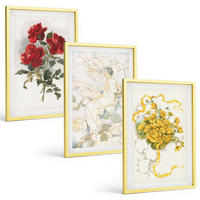 BILDER SET 3er Set - 40x60 cm Goldrahmen - Rosen rot-weiße Form - Goldfarben, Kunststoff (40/60cm) - TULUP