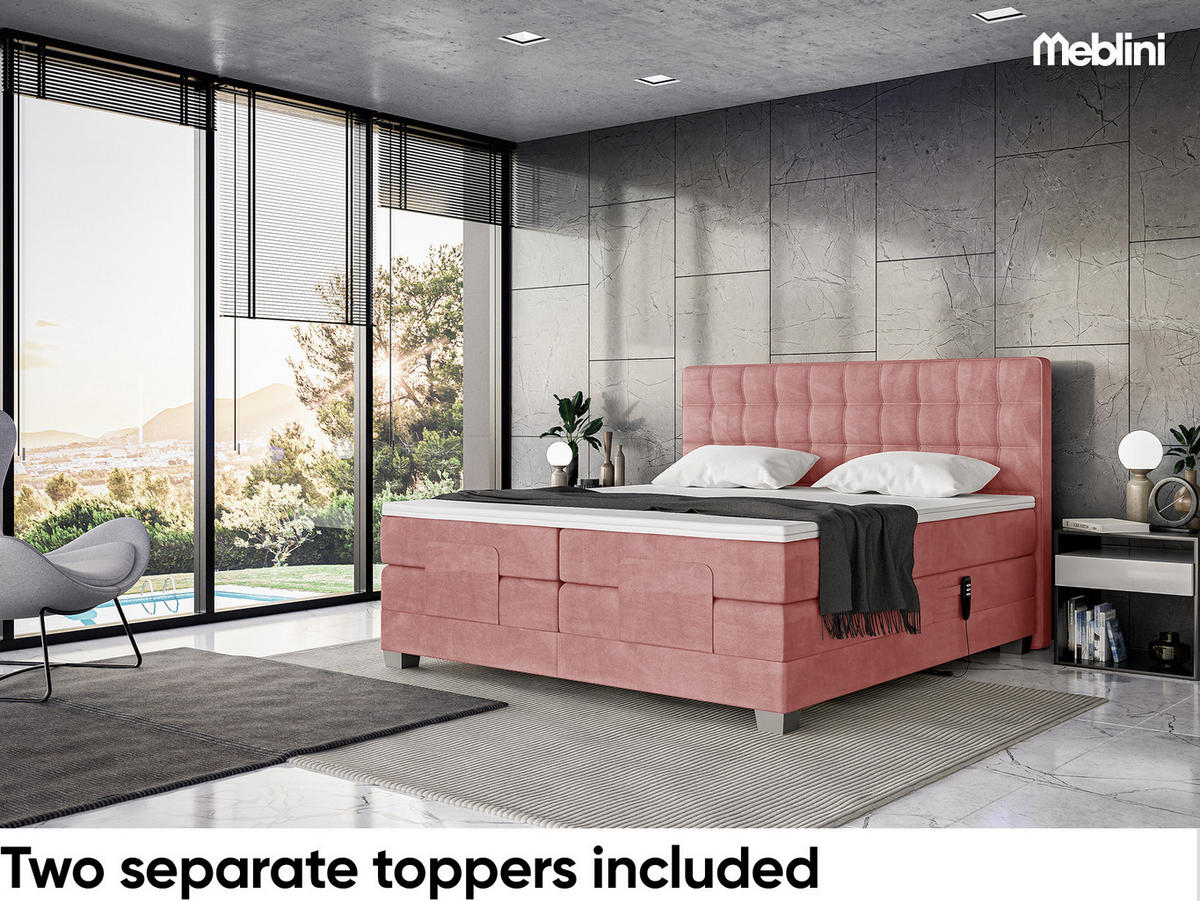 BOXSPRINGBETT Edison - Silberfarben/Rosa, Textil (200/200cm) - Meblini